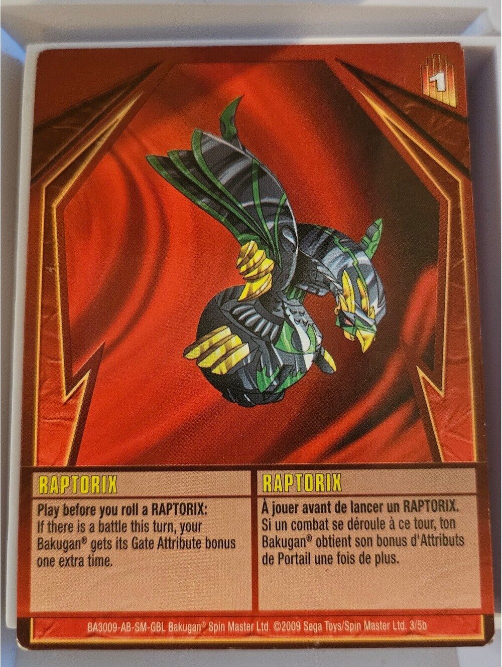 Bakugan Card - Raptorix - Gundalian Invaders  - As shown